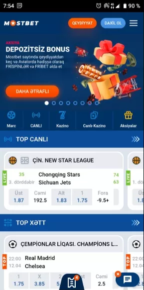 Mostbet mobil proqramında bonuslar və promo kodları